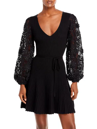 French Connection Womens Sequined Lace Mini Dress In Black