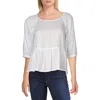 French Connection Womens Sheer Hi-low Peplum Top In White
