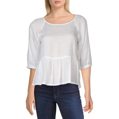 French Connection Womens Sheer Hi-low Peplum Top In White