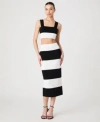 French Connection Womens Sleeveless Bodycon Colorblocked Knit Top Maxi Skirt In Black