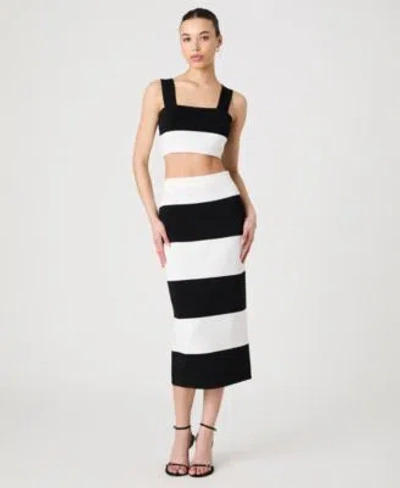 French Connection Womens Sleeveless Bodycon Colorblocked Knit Top Maxi Skirt In Black