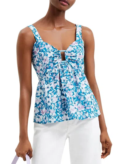 French Connection Womens Sleeveless Cutout Peplum Top In Multi