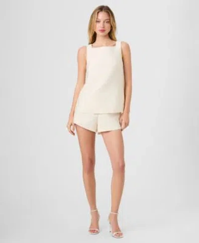 French Connection Womens Sleeveless Square Neck Top Relaxed Fit Shorts In White