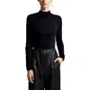 French Connection Womens Solid Knit Funnel-neck Sweater In Black