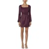 French Connection Satin Scoop Neck Mini Dress In Burgundy In Multi