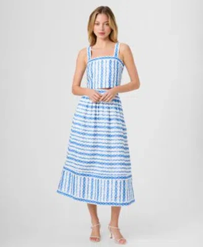 French Connection Womens Structured Sleeveless Taffeta Top Structured Midi Skirt In Multi