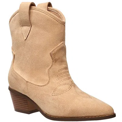 French Connection Womens Suede Ankle Cowboy, Western Boots In Grey