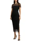 French Connection Womens Tea Length Illusion Midi Dress In Black