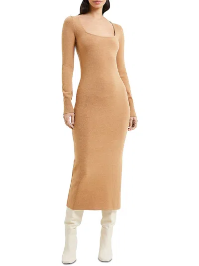 French Connection Womens Tea Length Square Neckline Bodycon Dress In Brown  | ModeSens