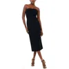 French Connection Echo Crepe Strapless Midi Dress Blackout In Black