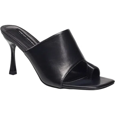 French Connection Womens Toe Loop Vegan Leather Mules In Black