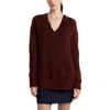 French Connection Fluffy V Neck Oversized Sweater In Chocolate In Brown