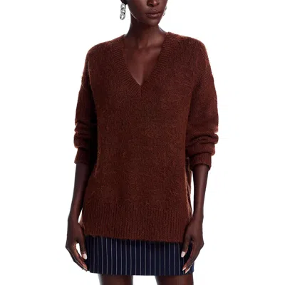 French Connection Fluffy Knit Sweater In Chocolate