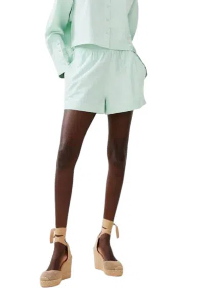 French Connection Woven Shirting Shorts In Subtle Green In Multi