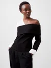 French Connection Xia Mixed Media One-shoulder Top In Black
