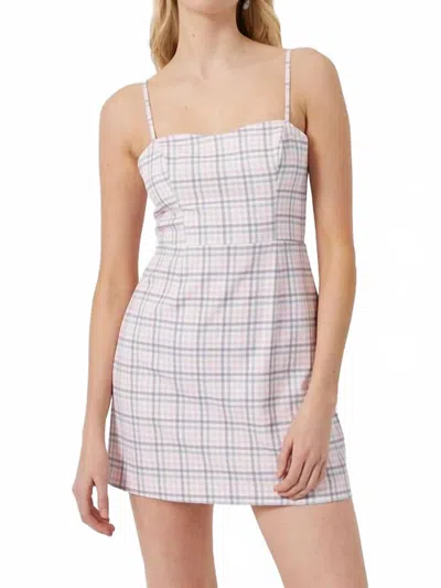 French Connection Yaki Whisper Tie Back Mini Dress In Soft Pink Check In White