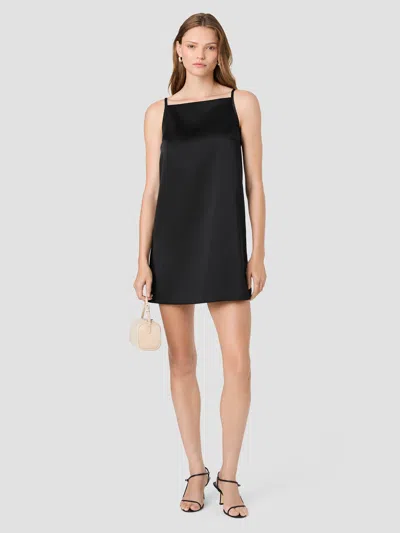 French Connection York Satin A-line Mini Dress In Black