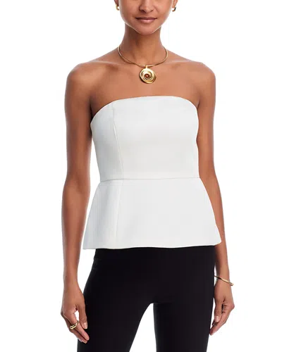 French Connection York Satin Strapless Peplum Top In White