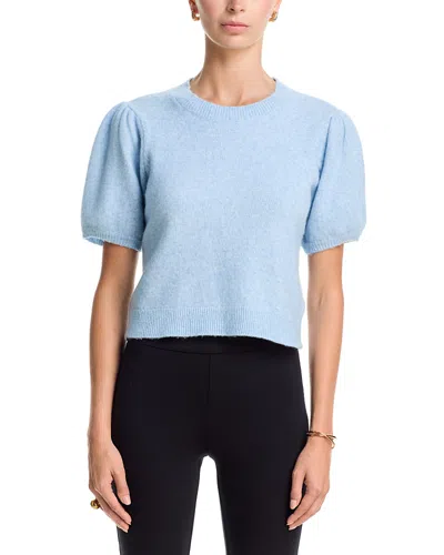 French Connection Yulia Knit Puff Sleeve Top In Blue