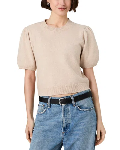 French Connection Yulia Knit Puff Sleeve Top In Neutral