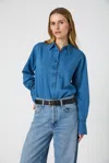 French Connection Zaves Chambray Shirt In Blue