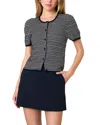 French Connection Zigzag Stripe Knit Cardigan In Midnight Blue Multi