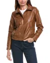 French Connection Zip Front Stand Collar Jacket In Brown