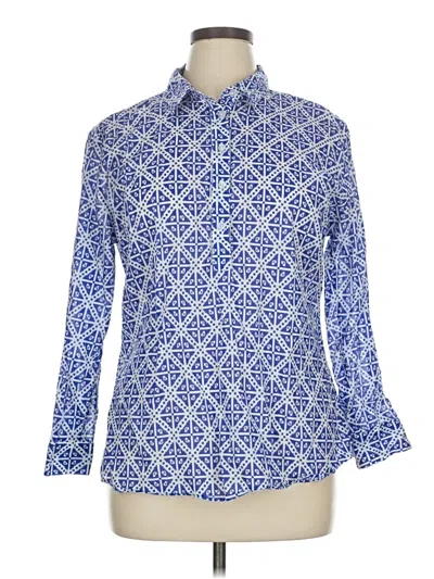 Pre-owned French Curve 3/4 Sleeve Button Down Shirt In Blue