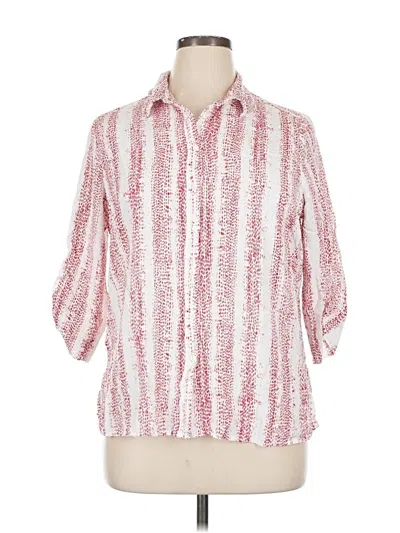 Pre-owned French Dressing Jeans 3/4 Sleeve Button Down Shirt In Red