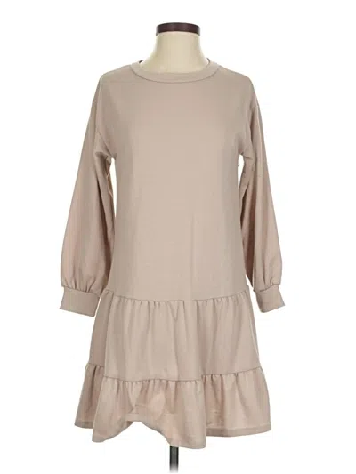 Pre-owned French Grey 3/4 Sleeve Top Tan Boatneck Tops In Brown