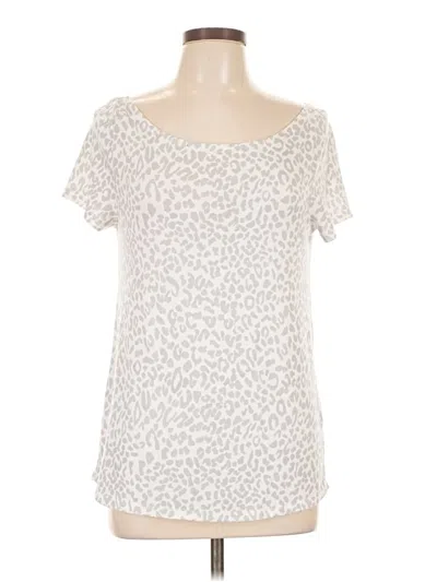 Pre-owned French Grey Short Sleeve Top Silver Scoop Neck Tops