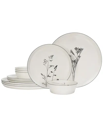 French Home 12pc Meadow Flower Porcelain Dinnerware Set In White