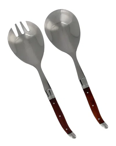 French Home 2pc Laguiole Connoisseur Rosewood Serving Spoon And Fork