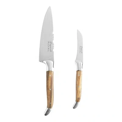 French Home 2-piece Laguiole Connoisseur Vegetable Knife Set With Olive Wood Handles In Brown