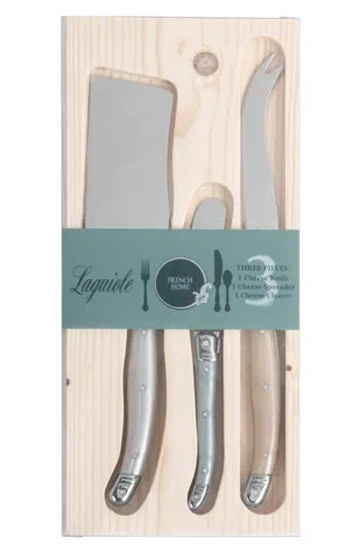 French Home 3-piece Faux Mother-of-pearl Assorted Cheese Knives In Silver Multi