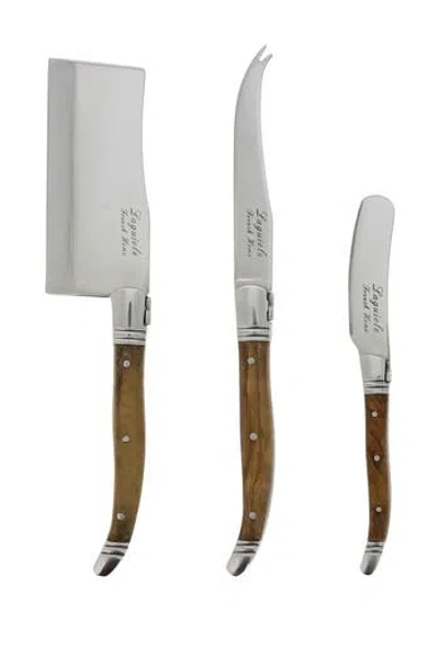 French Home 3-piece Laguiole Connoisseur Olive Wood Cheese Set In Wood Grain
