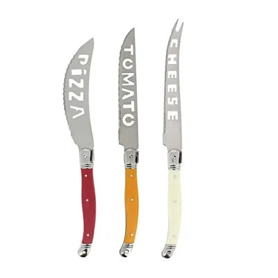 French Home 3 Piece Laguiole Pizza, Tomato, And Cheese Knife Set ,tuscan Sunset In Multi