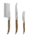 French Home Laguiole Connoisseur 3-pc. Olive Wood Cheese Tool Set