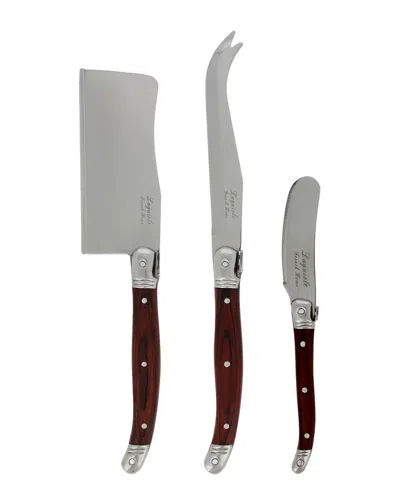French Home 3pc Laguiole Pakkawood Cheese Set In Brown