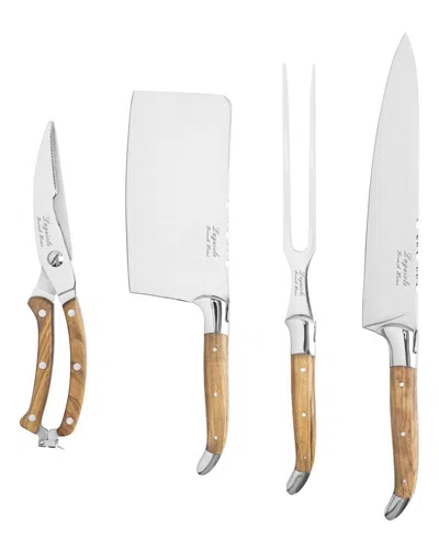 French Home 4pc Laguiole Professional Chef Knife Set With Olive Wood Handles In Brown