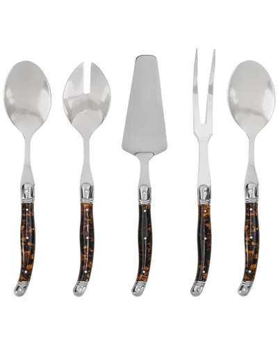 French Home 5pc Laguiole Tortoise Shell Hostess Set In Silver