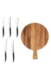 French Home 6-piece Assorted Laguiole Cheese Knives & Serving Board Set In Black And Wood