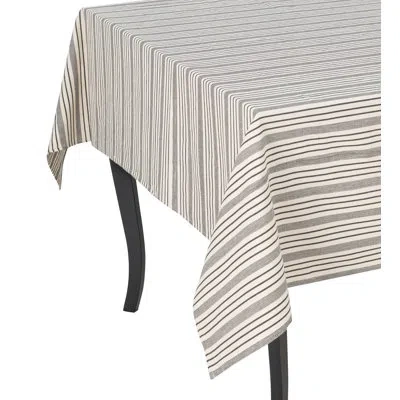 French Home 63”x 63” Black And Cream Multi-striped Tablecloth