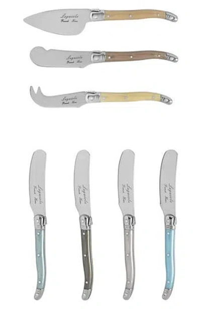French Home 7-piece Faux Mother-of-pearl Cheese Knife & Spreader Set In Silver Multi Color