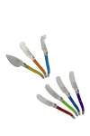 French Home 7-piece Laguiole Jewel Colors Cheese Knife & Spreader Set In Multi Color