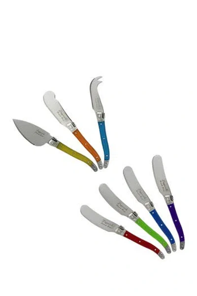 French Home 7-piece Laguiole Jewel Colors Cheese Knife & Spreader Set In Multi Color