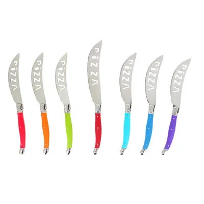French Home 7 Piece Laguiole Pizza Knife Set, Rainbow Colors In Blue;green;red