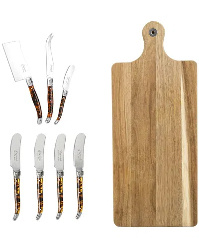 French Home 8pc Laguiole Cheese Knife & Spreader Set With Wood Board