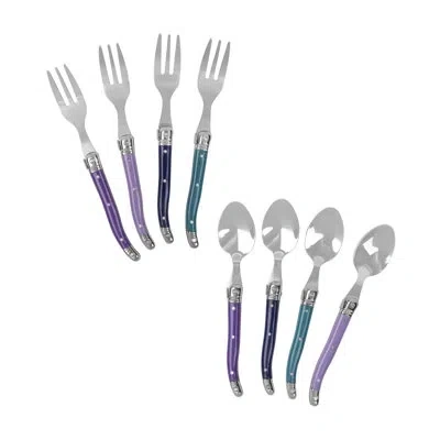 French Home 8-piece Laguiole Dessert / Cocktail Spoon And Fork Set - Plum Rose (lg290 + Lg291)