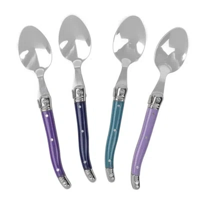 French Home 8-piece Laguiole Dessert / Cocktail Spoon And Fork Set - Plum Rose (lg290 + Lg291) In Blue,teal,purple